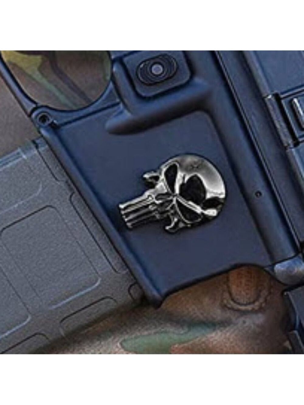 Dark Gunmetal The Punisher metal 3D sticker decal - Picture 3 of 4